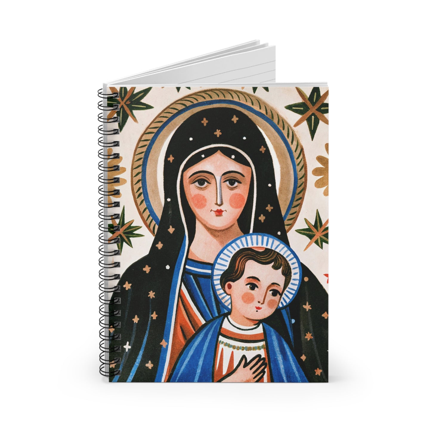 Artistic Virgin Mary Spiral Notebook - Ruled Line for Faith and Reflection