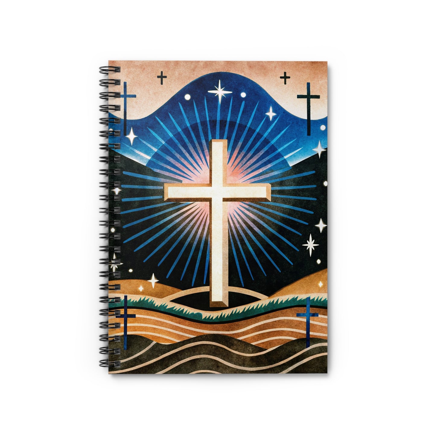 Inspirational Ruled Spiral Notebook - Christian Cross Design