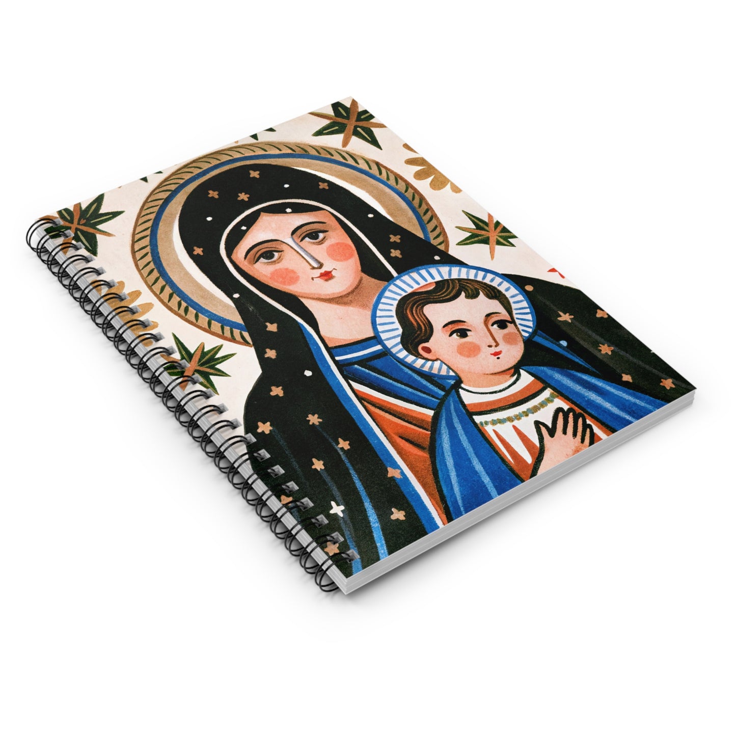 Artistic Virgin Mary Spiral Notebook - Ruled Line for Faith and Reflection