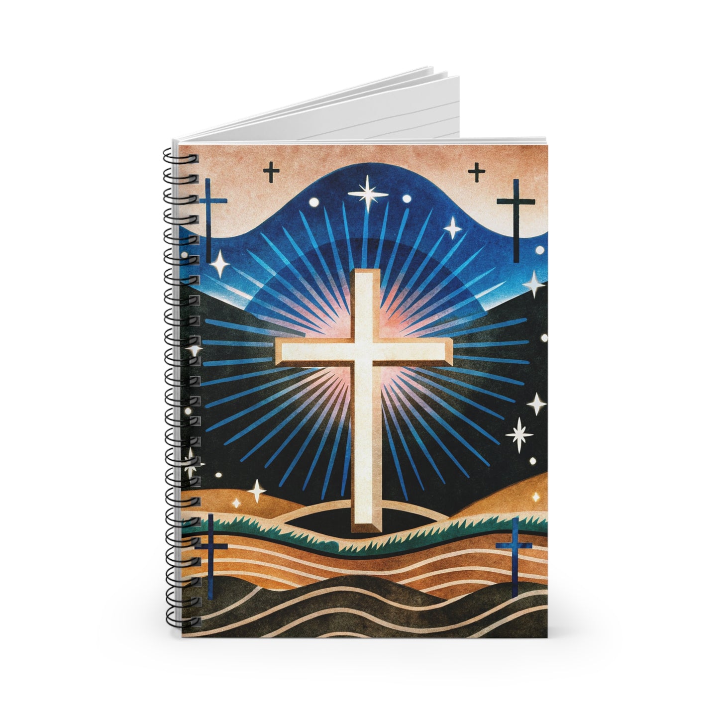 Inspirational Ruled Spiral Notebook - Christian Cross Design