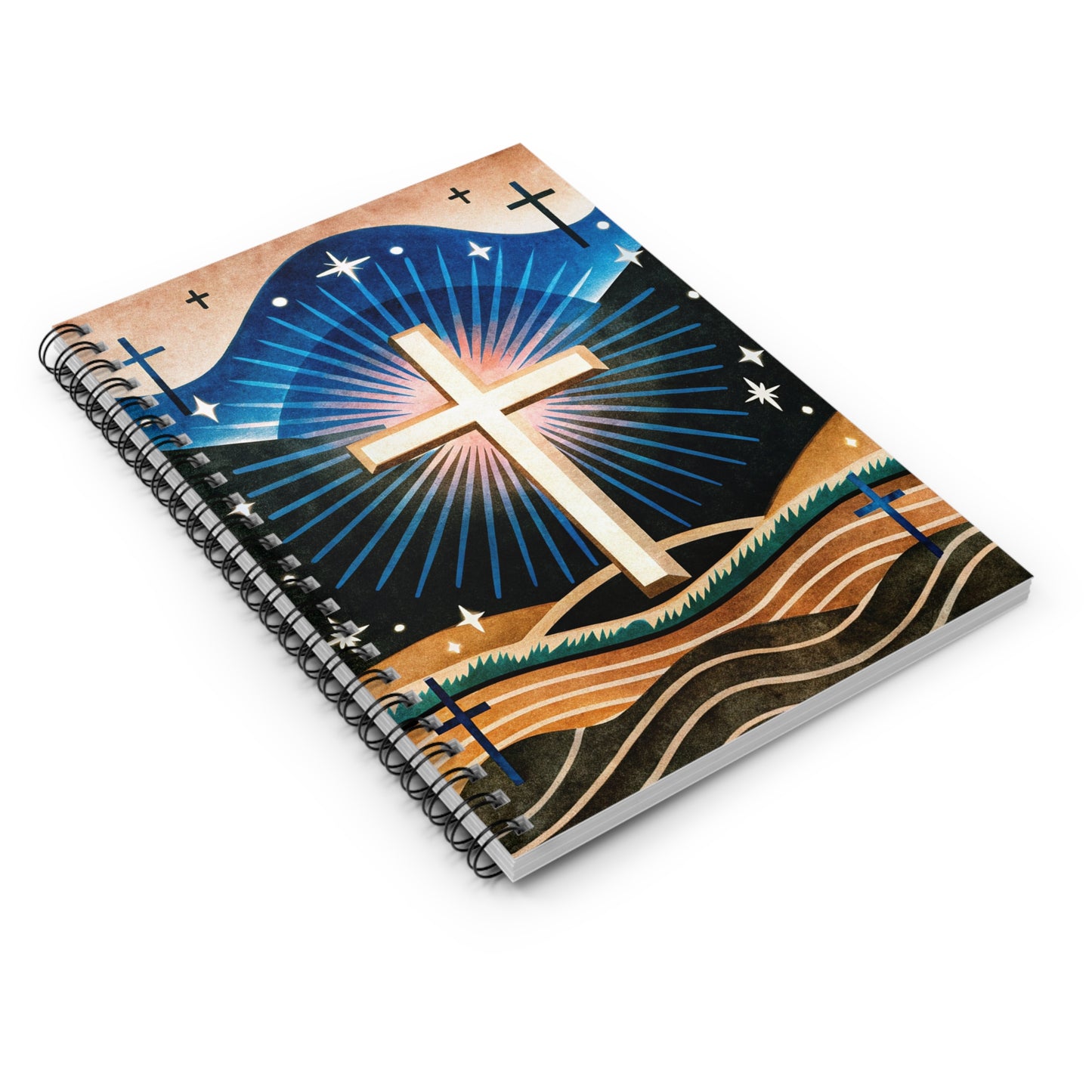 Inspirational Ruled Spiral Notebook - Christian Cross Design